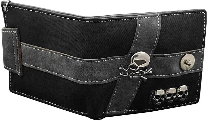 ESYTCH Skull Punk Biker Casual Hasp Wallet Purse With Chain For Men Or Boy - Image 2